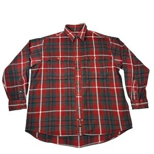 Timberland Shirt Jacket Mens M Green Plaid Button Up Vintage Outdoors Heavy 90s